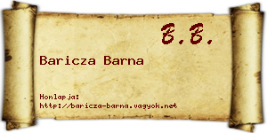 Baricza Barna névjegykártya